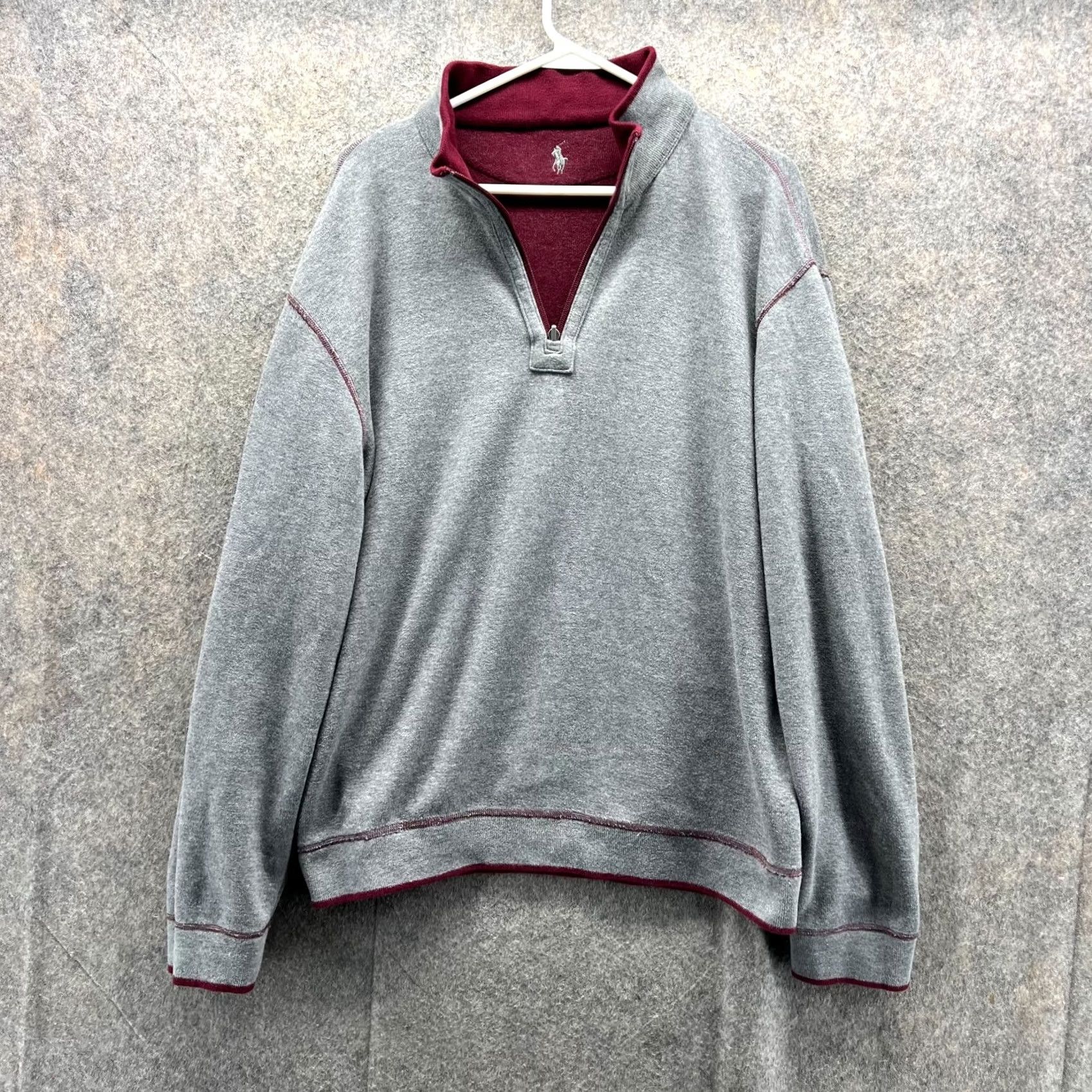 Ralph Lauren Polo Ralph Lauren Sweater Men L Burgundy Gray Reversible Pullover 1/4 Zip Size US L / EU 52-54 / 3 - 4 Thumbnail