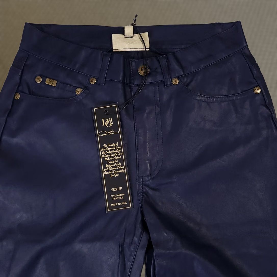 Vintage DG2 By Diane Gillman Pants Faux Leather Polyurethane Stretch Women's 2P Blue Pants Skinny Regular 2P Blue Womens Size 26" / US 2 / IT 38 - 1 Thumbnail