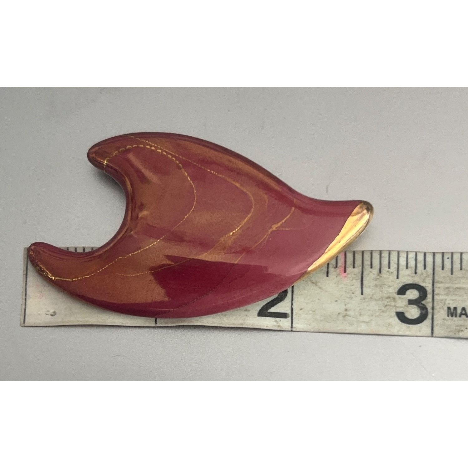 Other Vintage Artisan Pottery Clay Pin Brooch Wine Gold Abstract M Size ONE SIZE - 6 Thumbnail