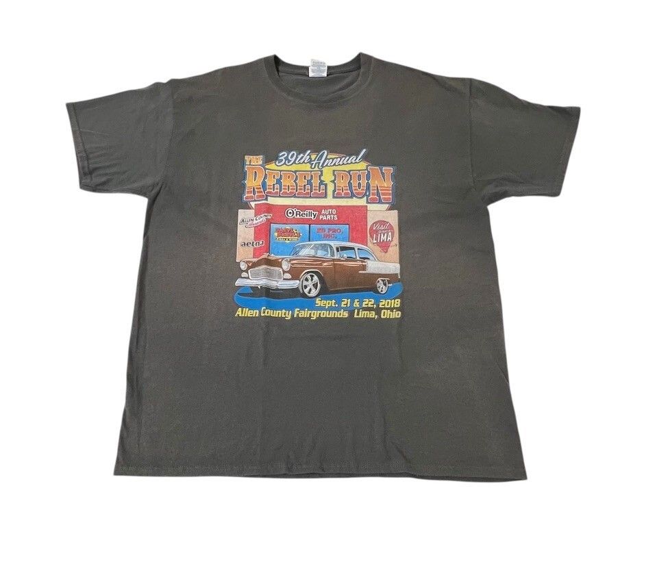Jerzees 39th Annual Rebel Run Car Truck Lima Ohio 2018 Gray Men's T- Size US XL / EU 56 / 4 - 1 Thumbnail
