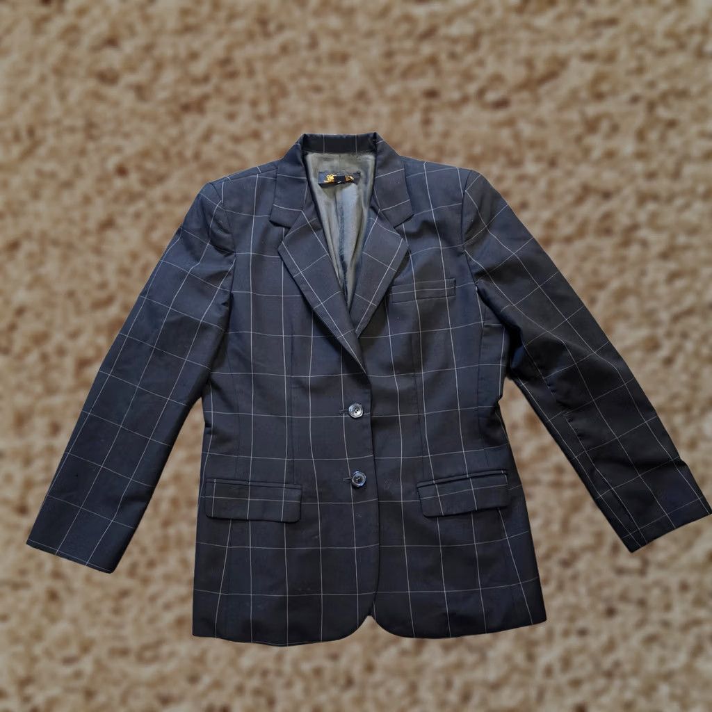 Brooks Brothers VINTAGE Brooks Brothers Jacket Womens 10 Blue Windowpane Blazer Wool Academia Clip/Blazer (Note: Restrictions apply) Size L / US 10 / IT 46 - 1 Thumbnail
