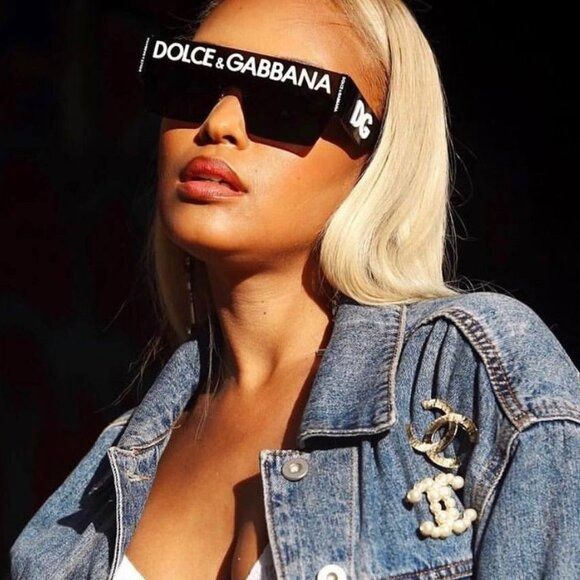 Dolce & Gabbana Dolce & Gabbana DG2233 01/87 Sunglasses Black Shield Frame Size ONE SIZE - 3 Thumbnail