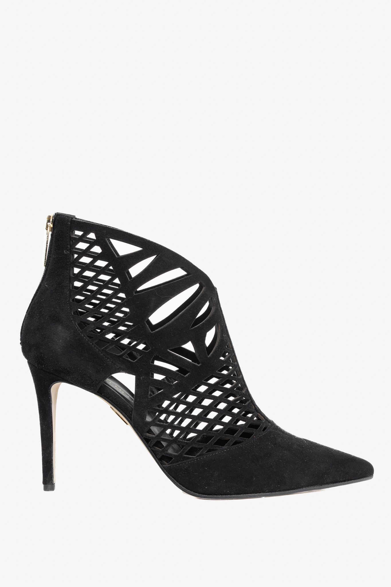 Tamara Mellon Tamara Mellon Femme Black Laser-Cut Suede Booties Size US 9.5 / IT 39.5 - 1 Thumbnail