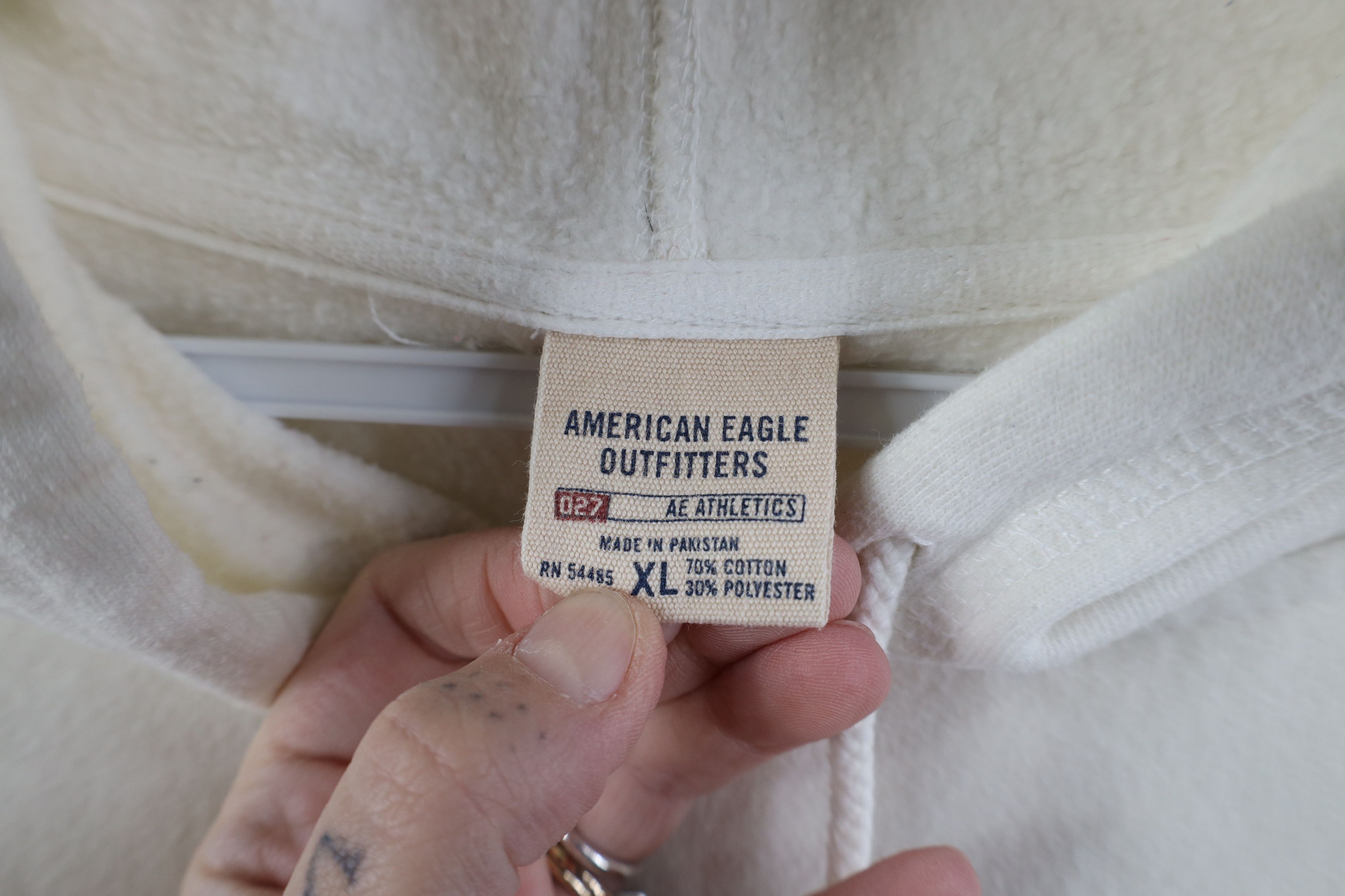 American Eagle Outfitters Vintage 90s Y2K American Eagle Chainstitch Hoodie White Size XL / US 12-14 / IT 48-50 - 9 Thumbnail