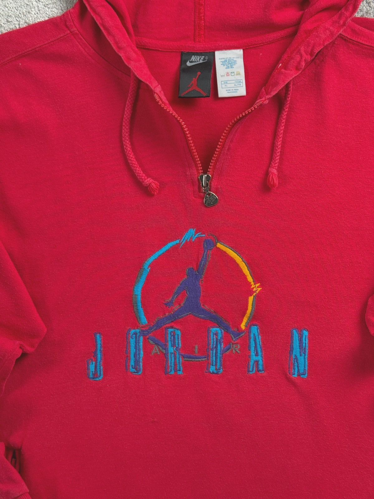 Jordan Brand Jordan x Nike RARE 1993 Vintage Quarter-Zip Hoodie XL Red Size US XL / EU 56 / 4 - 3 Thumbnail