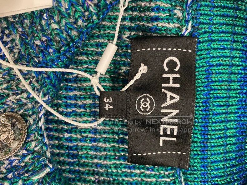 Other Chanel 23-year-old lake blue fine shiny knitted cardigan c Size XXS / US 00 / IT 34 - 4 Thumbnail