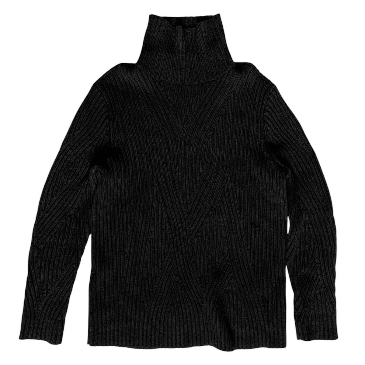 Giorgio Armani 🧿wool/cotton ribbed cable knit turtleneck sweater black Size US XL / EU 56 / 4 - 1 Thumbnail