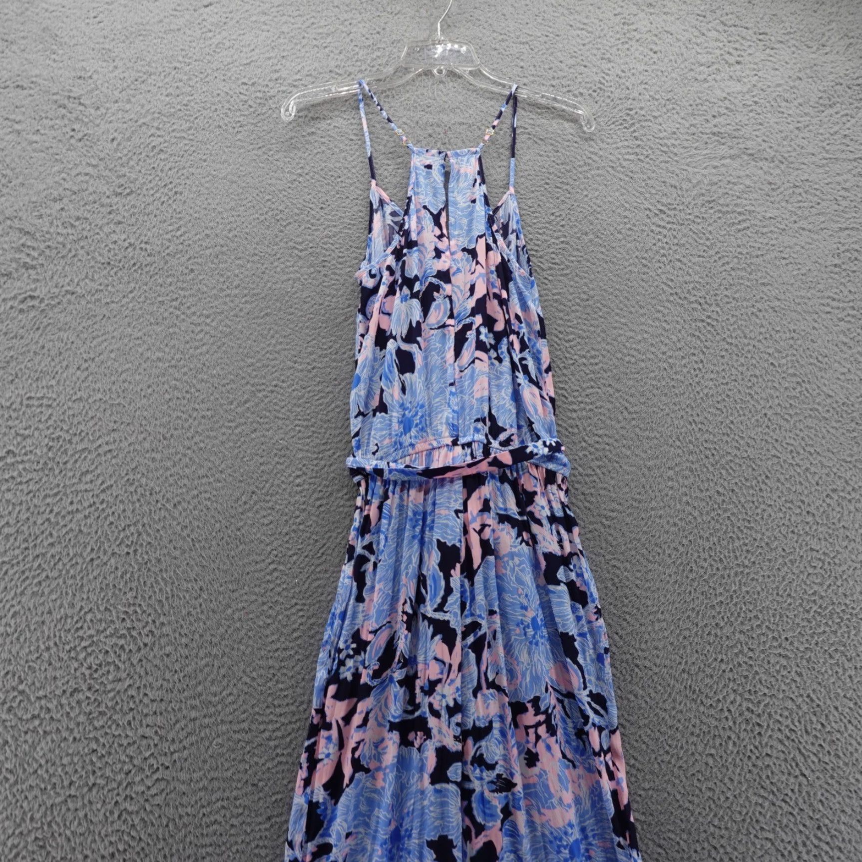 Lilly Pulitzer Jumpsuit One-Piece Wide Leg Women Sleeveless Floral Blue Pink XS Drawstring Resortwear Casual Party/Cocktail Travel