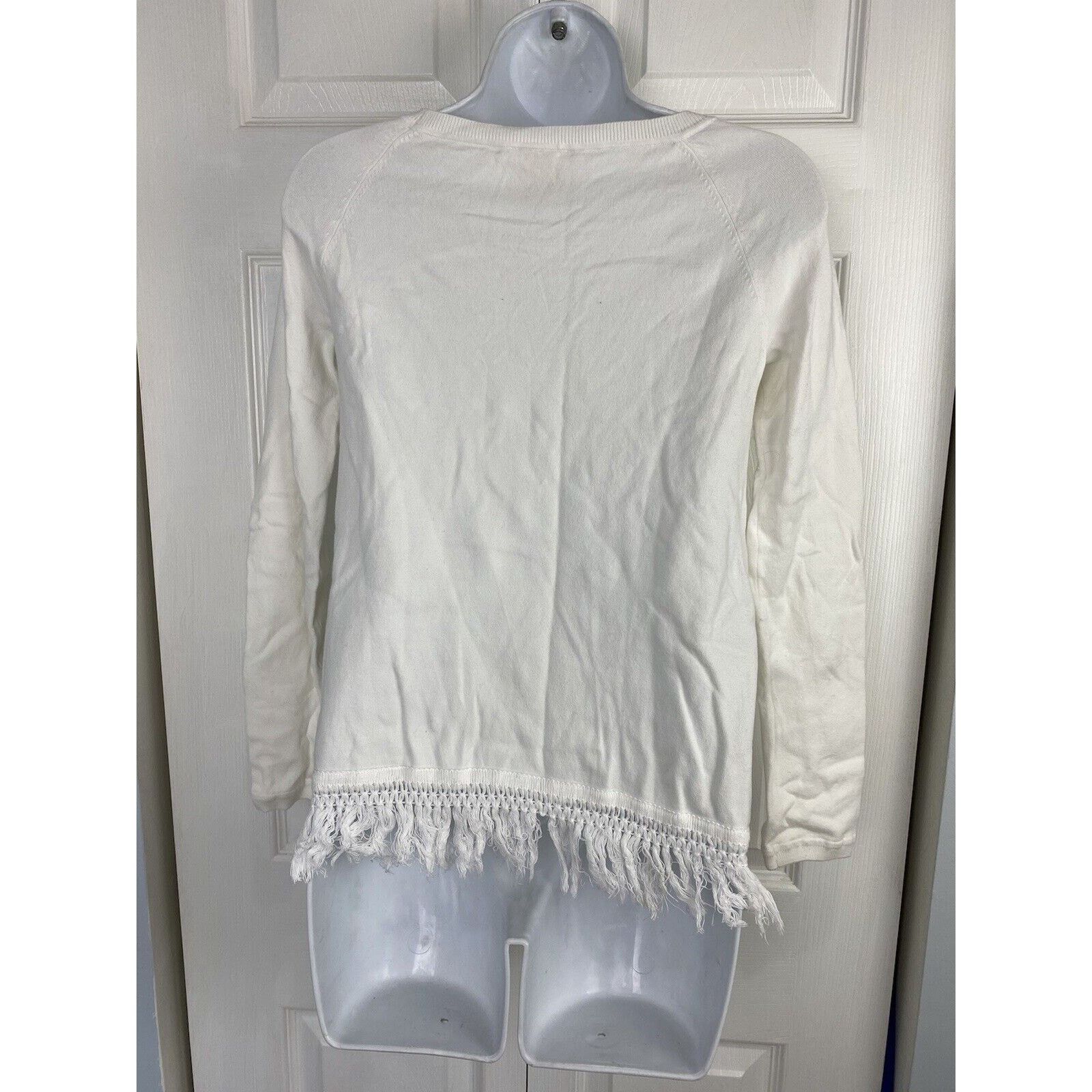 Other STS Sail To Sable White Fringe Long Sleeve Sweater Top Size XXS / US 00 / IT 34 - 4 Thumbnail