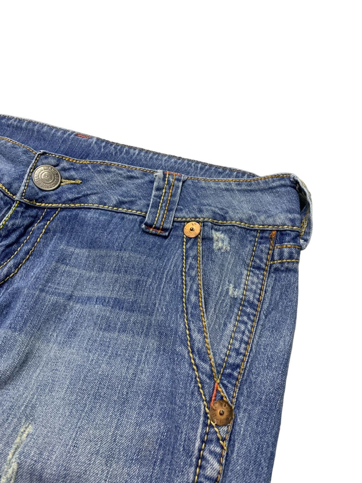 Affliction × True Religion True Religion Sammy Big T Distressed Flare Denim Pants Size US 30 / EU 46 - 7 Thumbnail