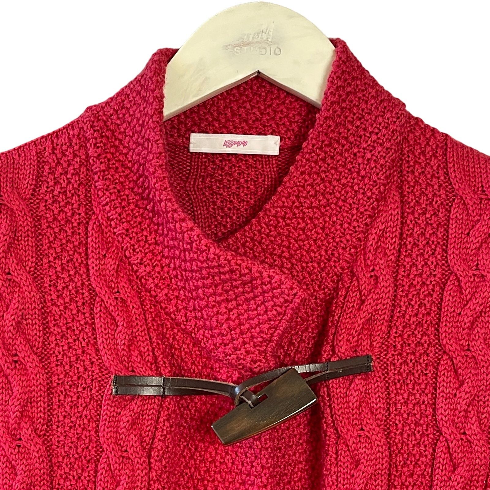 Other Leggiadro Raspberry Cable Knit Toggle Cardigan Size L Size L / US 10 / IT 46 - 2 Thumbnail