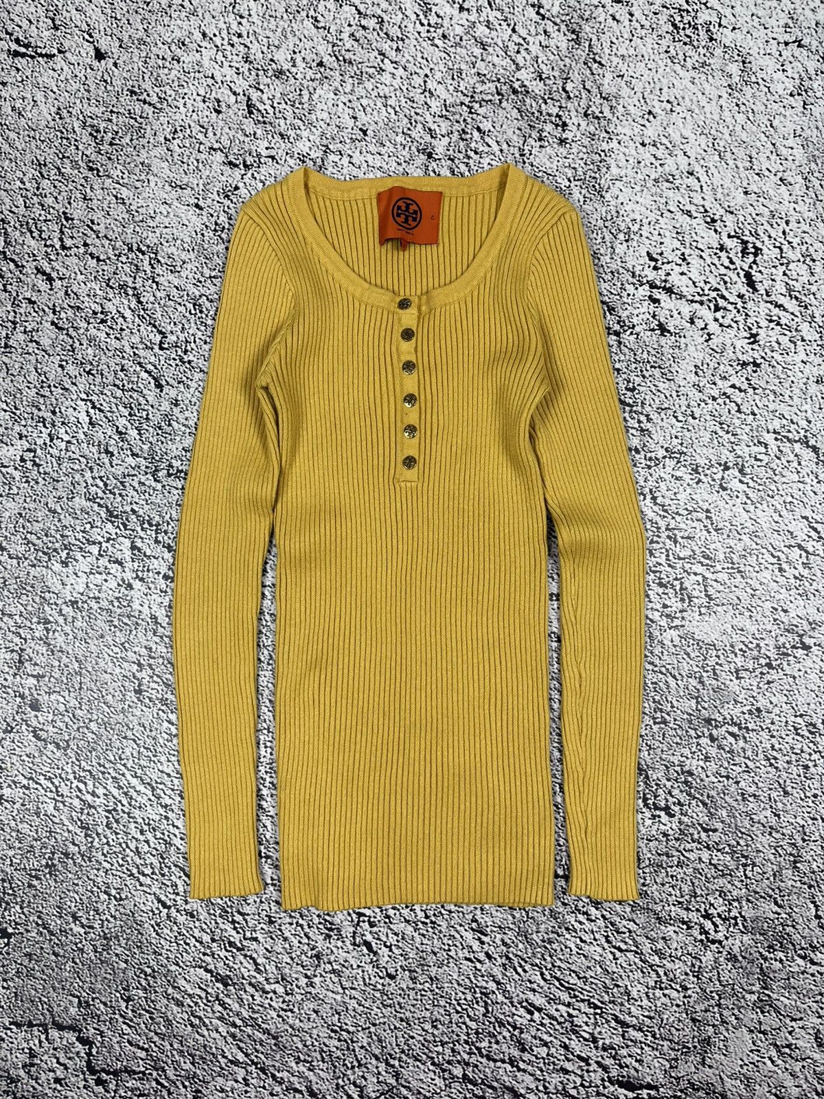 Tory Burch Tory Burch Ribbed Henley Wool Top Light Sweater size M Size M / US 6-8 / IT 42-44 - 1 Thumbnail