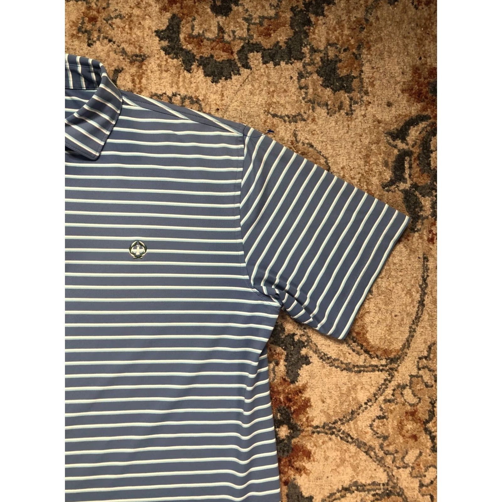 Peter Millar Peter Millar Summer Comfort Polo Shirt Mens L Blue Stripe Performance Golf Shirt Size US L / EU 52-54 / 3 - 4 Thumbnail