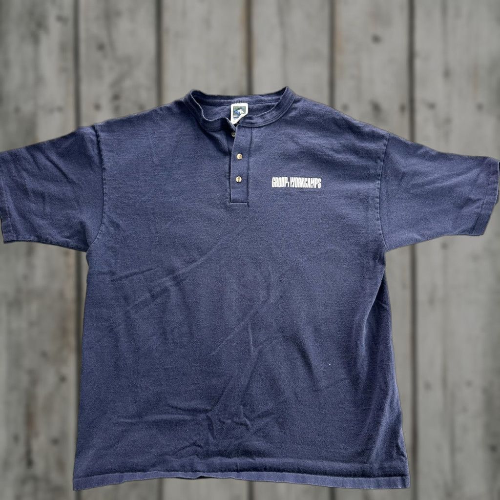 Vintage VINTAGE Cotton Deluxe Work Camp Shirt Mens XL Blue Henley 90s Group Workcamps USA N/A Mens Size US XL / EU 56 / 4 - 1 Thumbnail