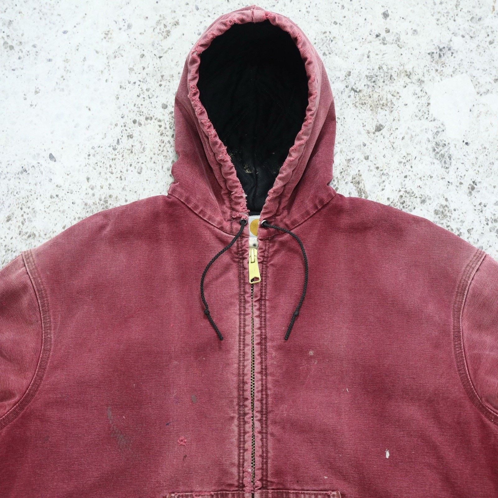 THRASHED Vintage Carhartt J68 CRI Crimson Faded Red Jacket