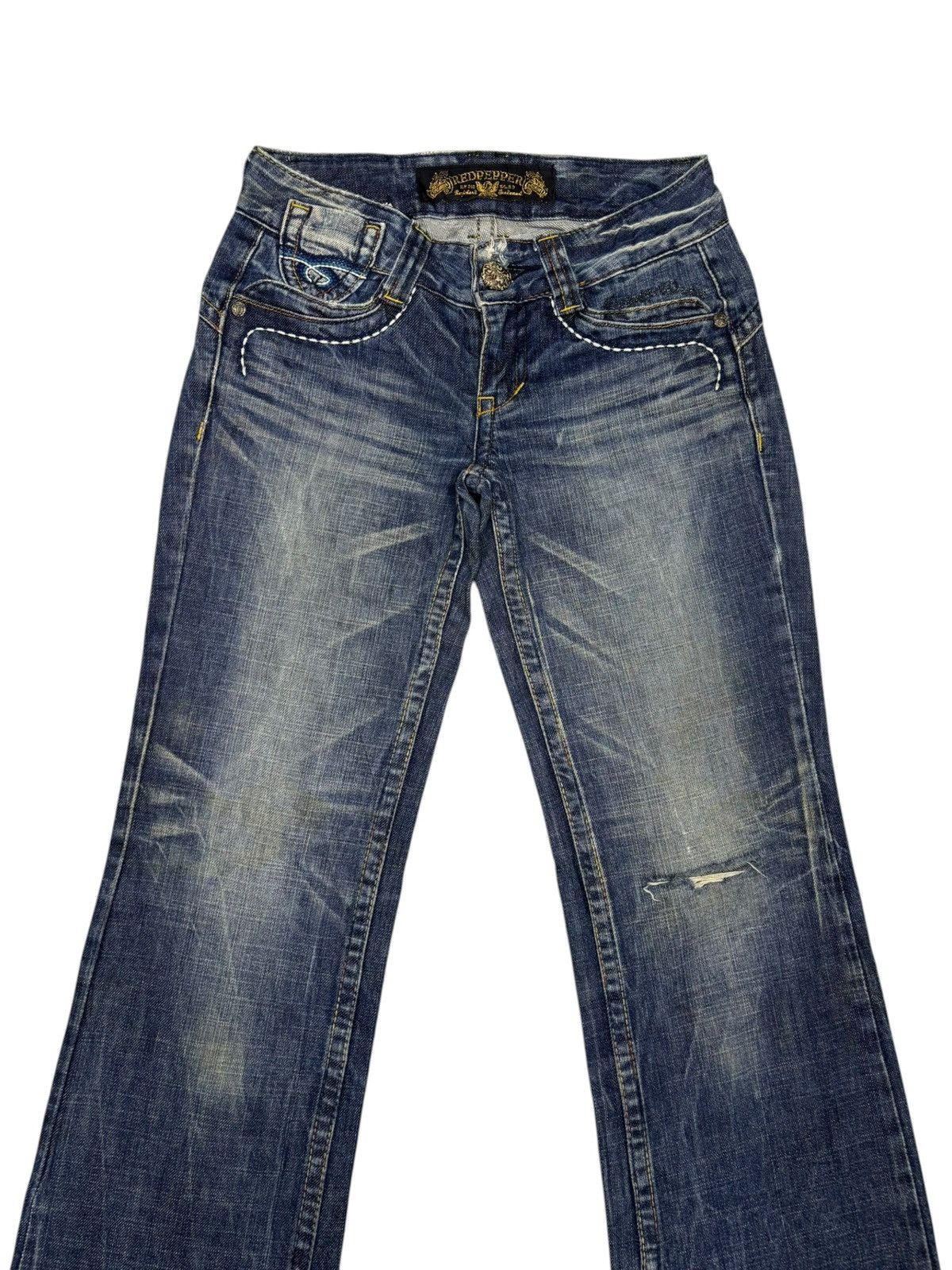 If Six Was Nine RED PEPPER FLARE JEANS BOOTCUT DISTRESSED DENIM Size 27" / US 4 / IT 40 - 5 Thumbnail