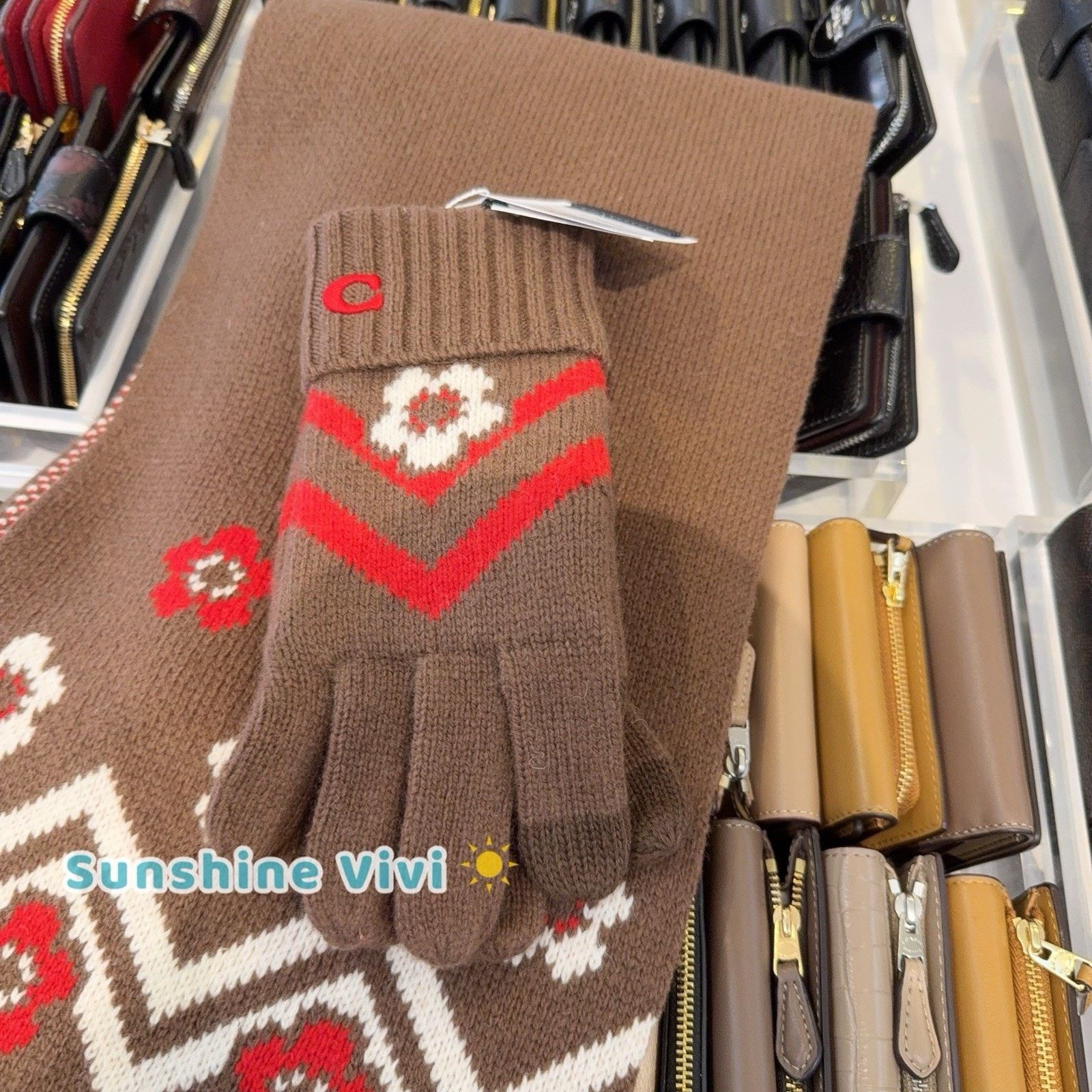 Coach NWT Bundle Coach Knit Muffler CCW05 & Gloves CCW71 Sable Size ONE SIZE - 12 Thumbnail