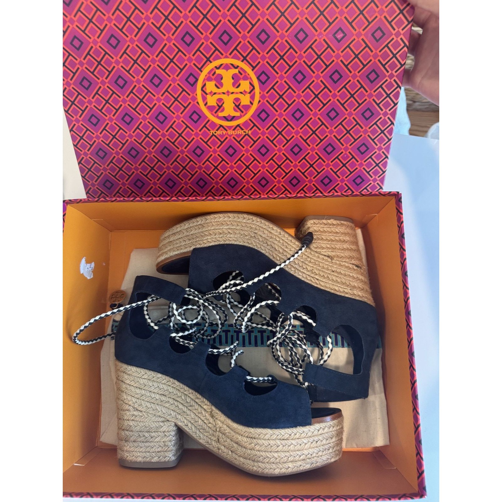 Tory Burch Tory Burch Womens Size 7 Platform Wedge Lace Up Sandals Size US 5 / IT 35 - 7 Thumbnail