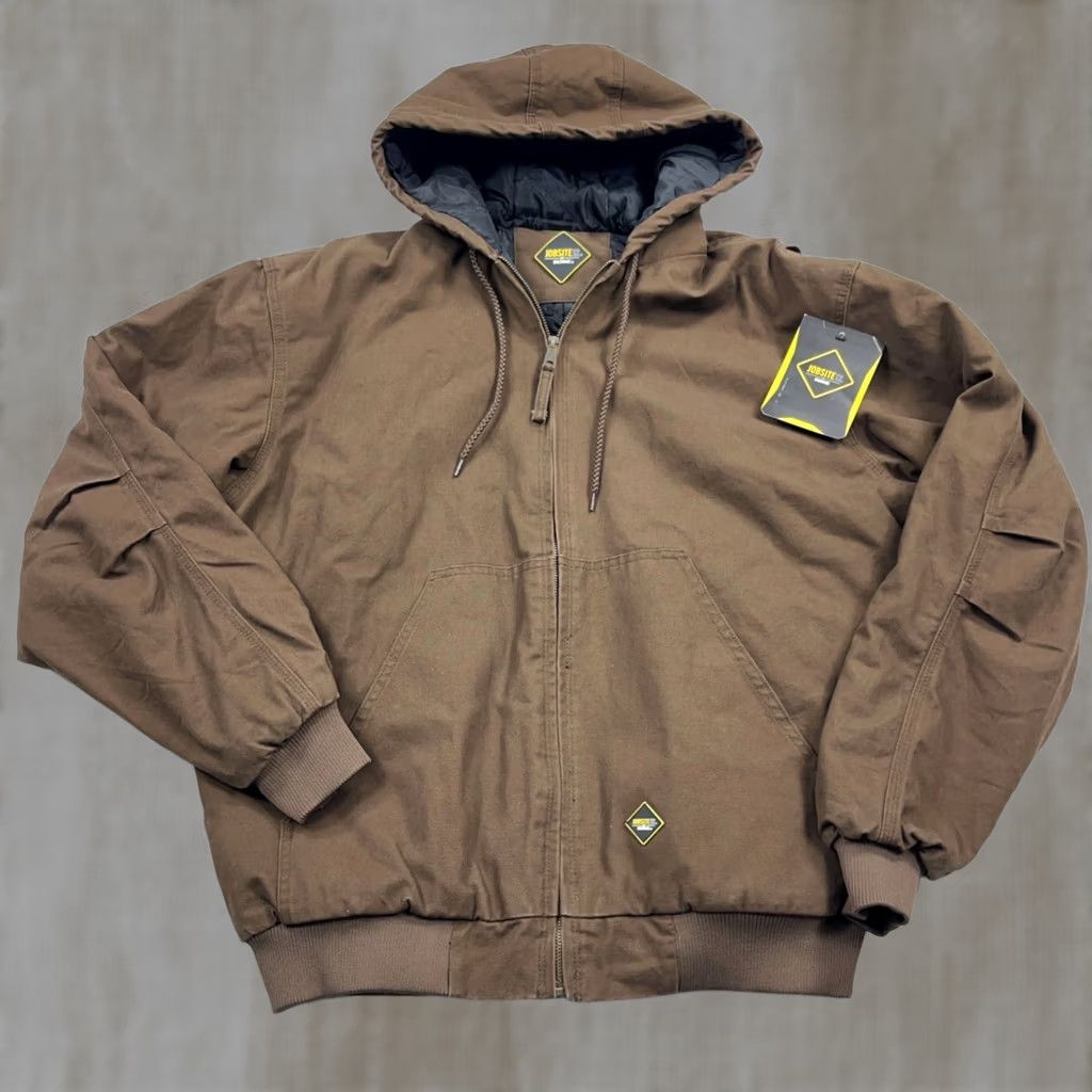 Vintage Berne Jacket Men XL Brown Canvas Full Zip Hooded Lined Bomber Jacket Size US XL / EU 56 / 4 - 1 Thumbnail