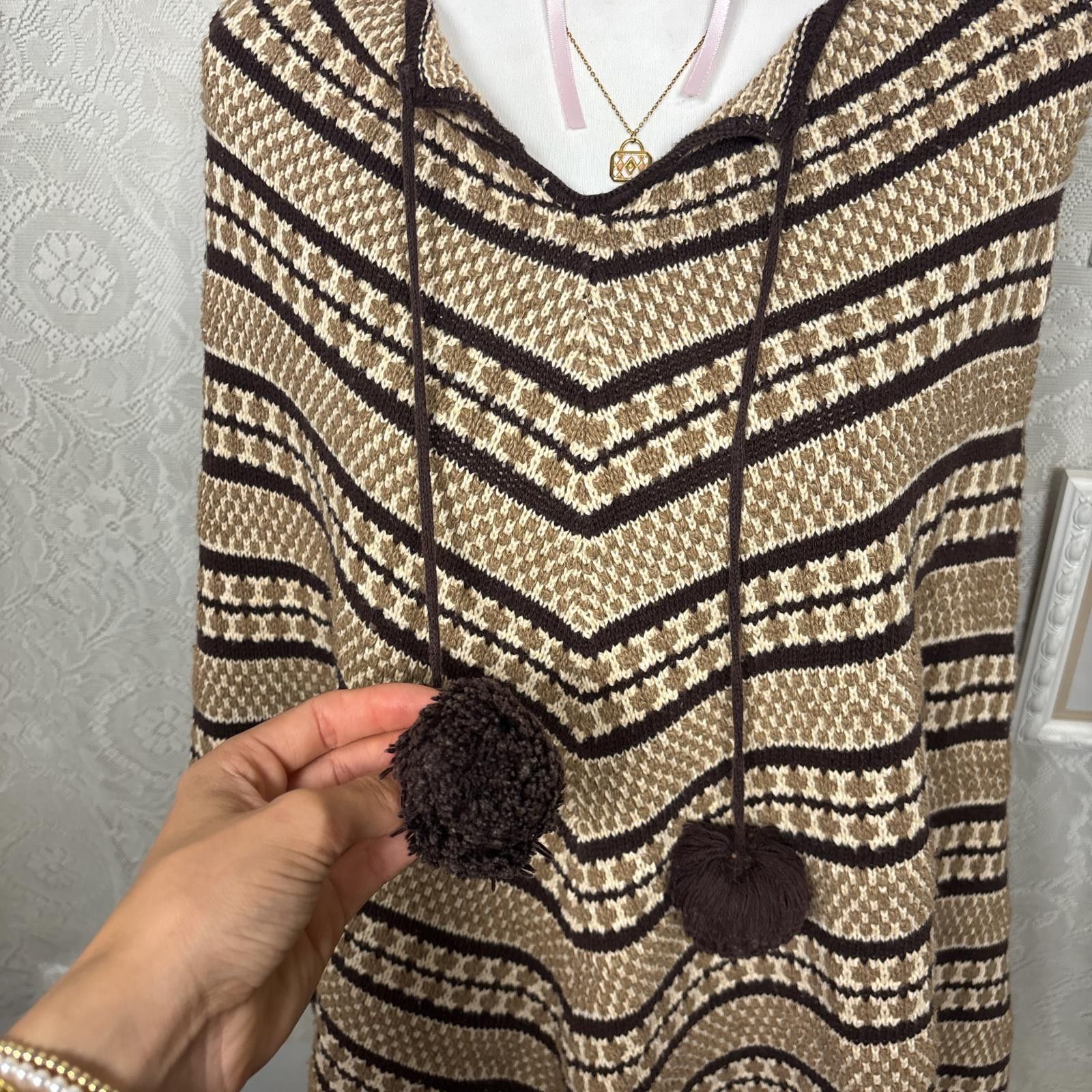 Other vintage y2k brown striped shaw with pom poms Size ONE SIZE - 4 Thumbnail