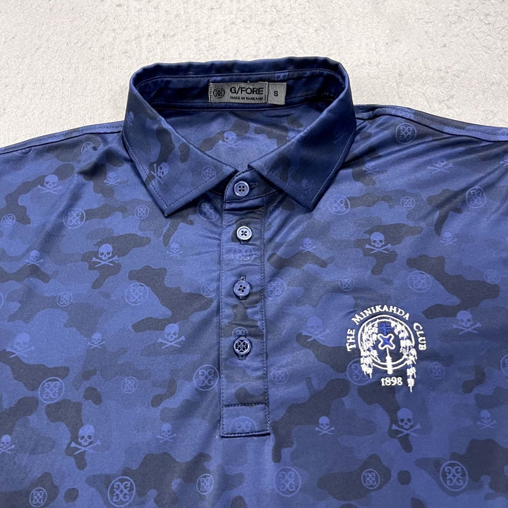 G/FORE G/Fore Polo Shirt Mens S Blue Camouflage Skull Logo Performance Golf Polo Shirt Size US S / EU 44-46 / 1 - 2 Thumbnail