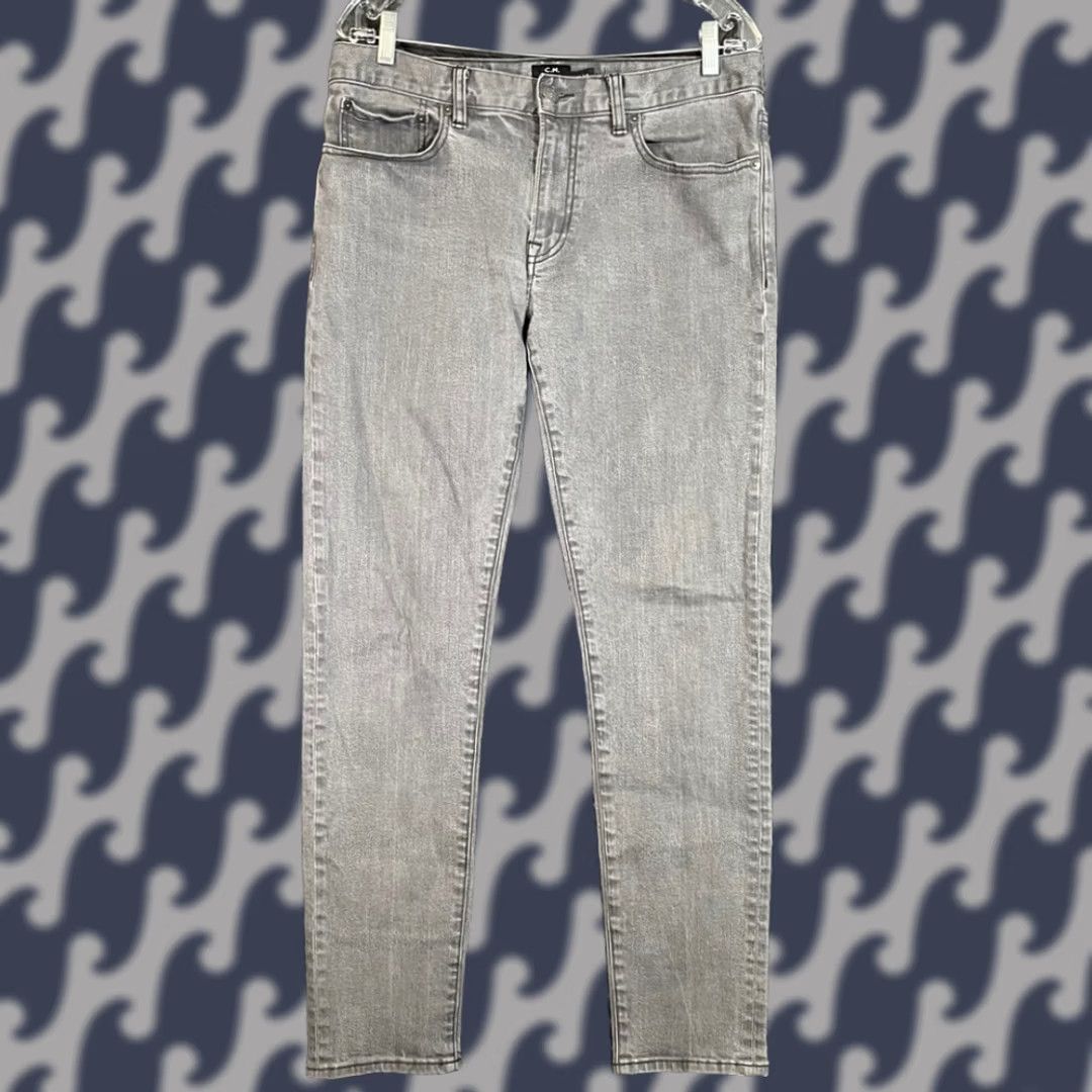 Club Monaco Club Monaco Men's Jeans Slim Denim 5-Pocket Cotton Stretch Gray 33x32 W33 L32 Straight Slim Fit Men’s Regular Vintage N/A Size US 33 - 1 Thumbnail
