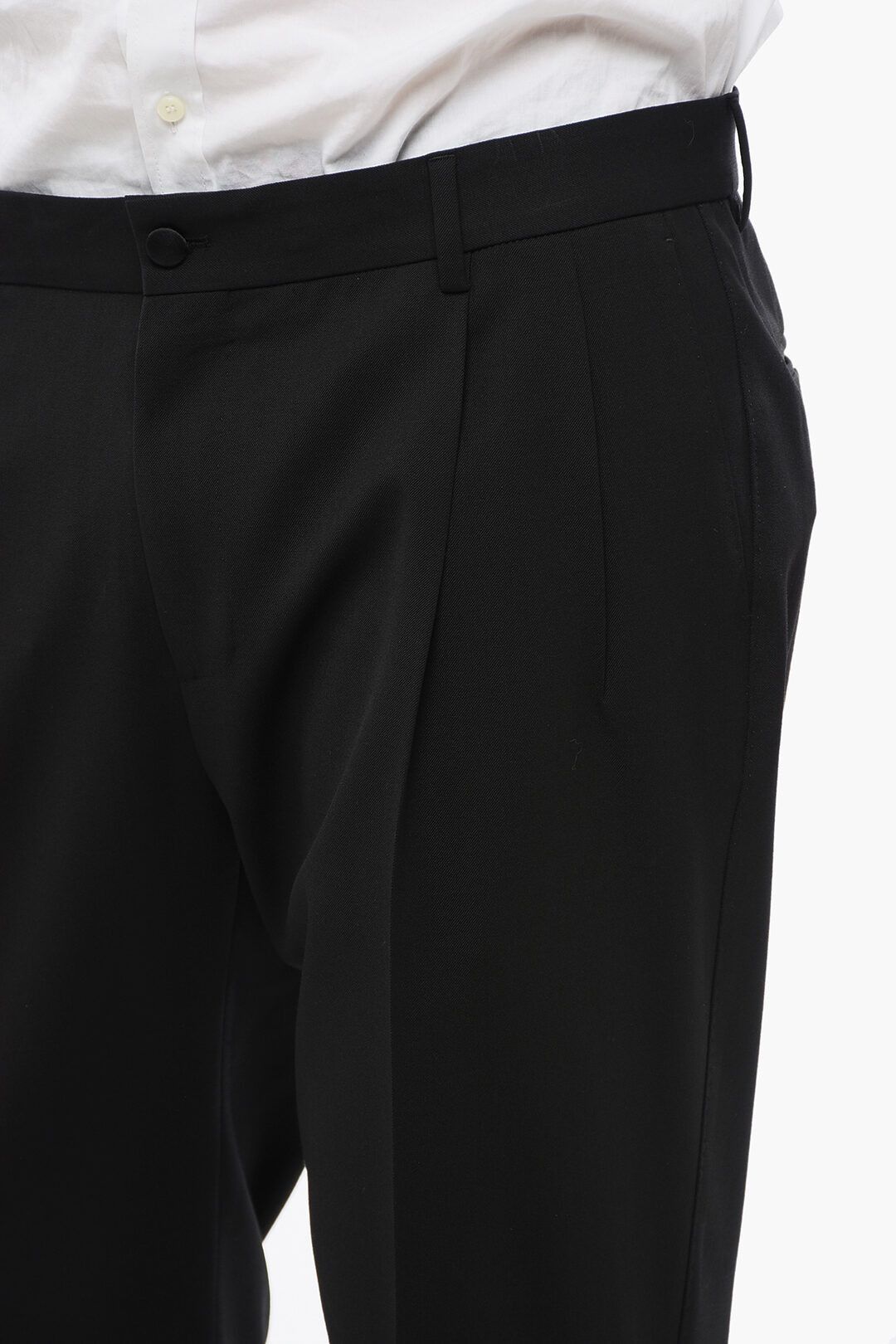Dolce & Gabbana og1mm0825 Double-Pleated Virgin Wool Pant in Balck Size US 34 / EU 50 - 3 Thumbnail