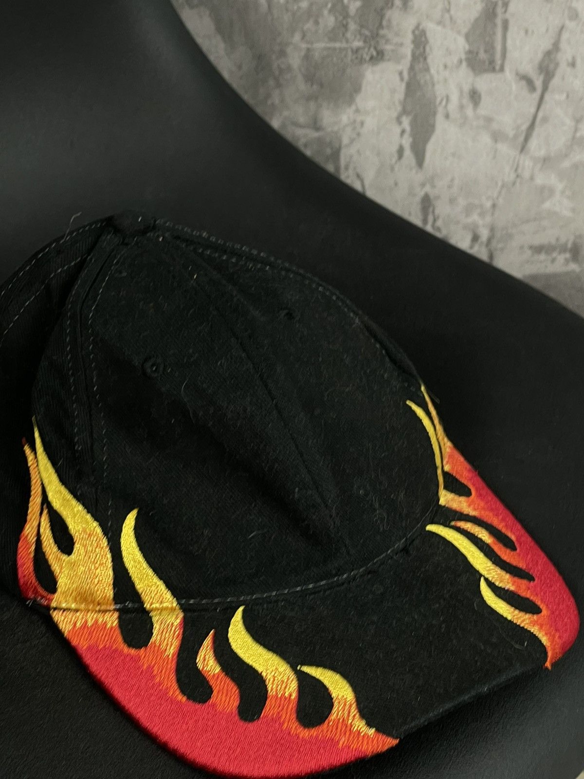 Vintage Vintage 00s Black Fire Y2K Cap Hat Size ONE SIZE - 4 Thumbnail