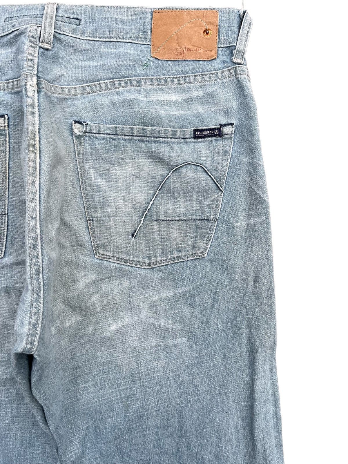 Guess Vintage Y2K Guess Made in Usa Blue Washed Frayed Flare Jeans Size US 34 / EU 50 - 8 Thumbnail