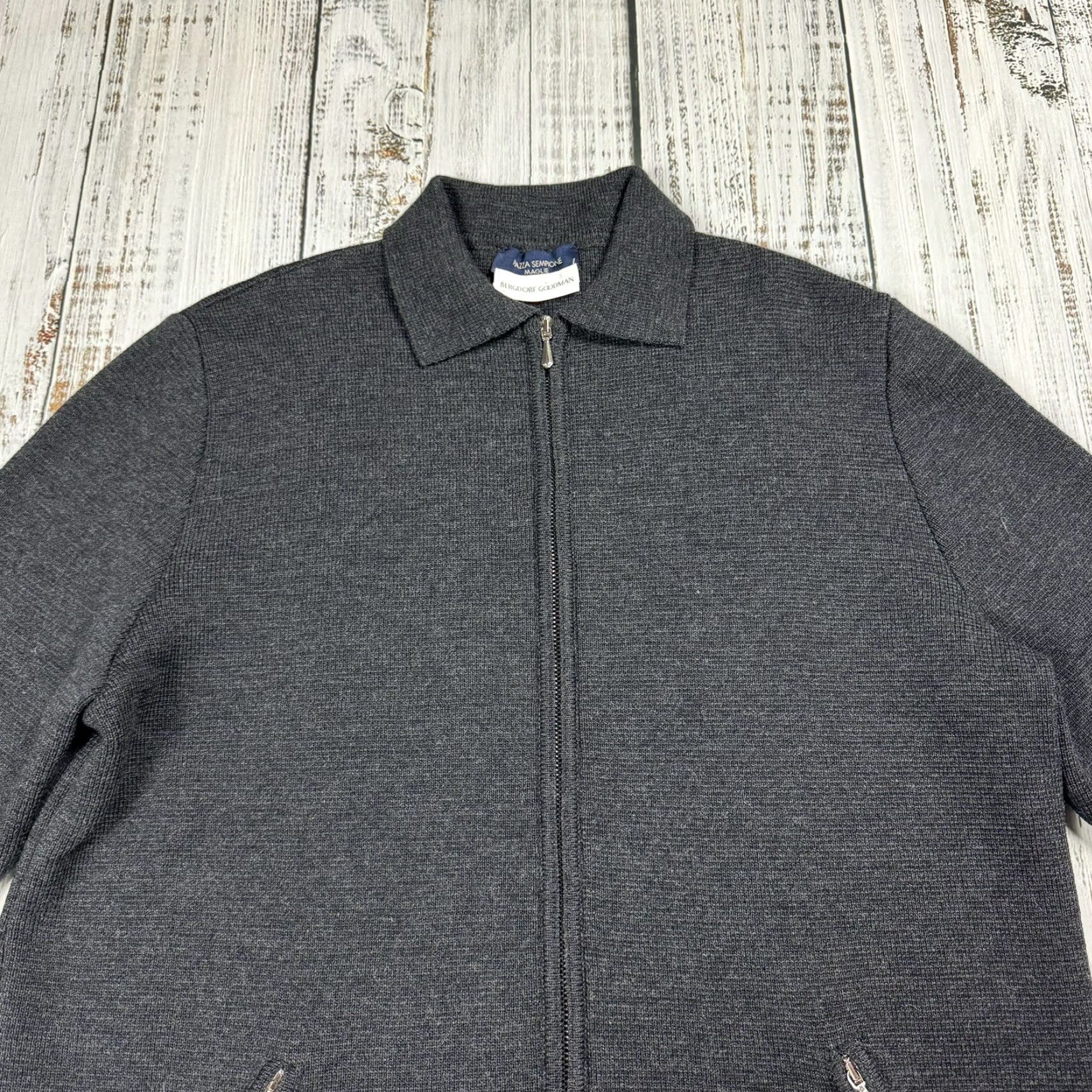 Piazza Sempione PIAZZA SEMPIONE Women's 100% Wool Full Zip Cardigan Sweater Size 44 Charcoal Gray Modern Elegant Size M / US 6-8 / IT 42-44 - 2 Thumbnail