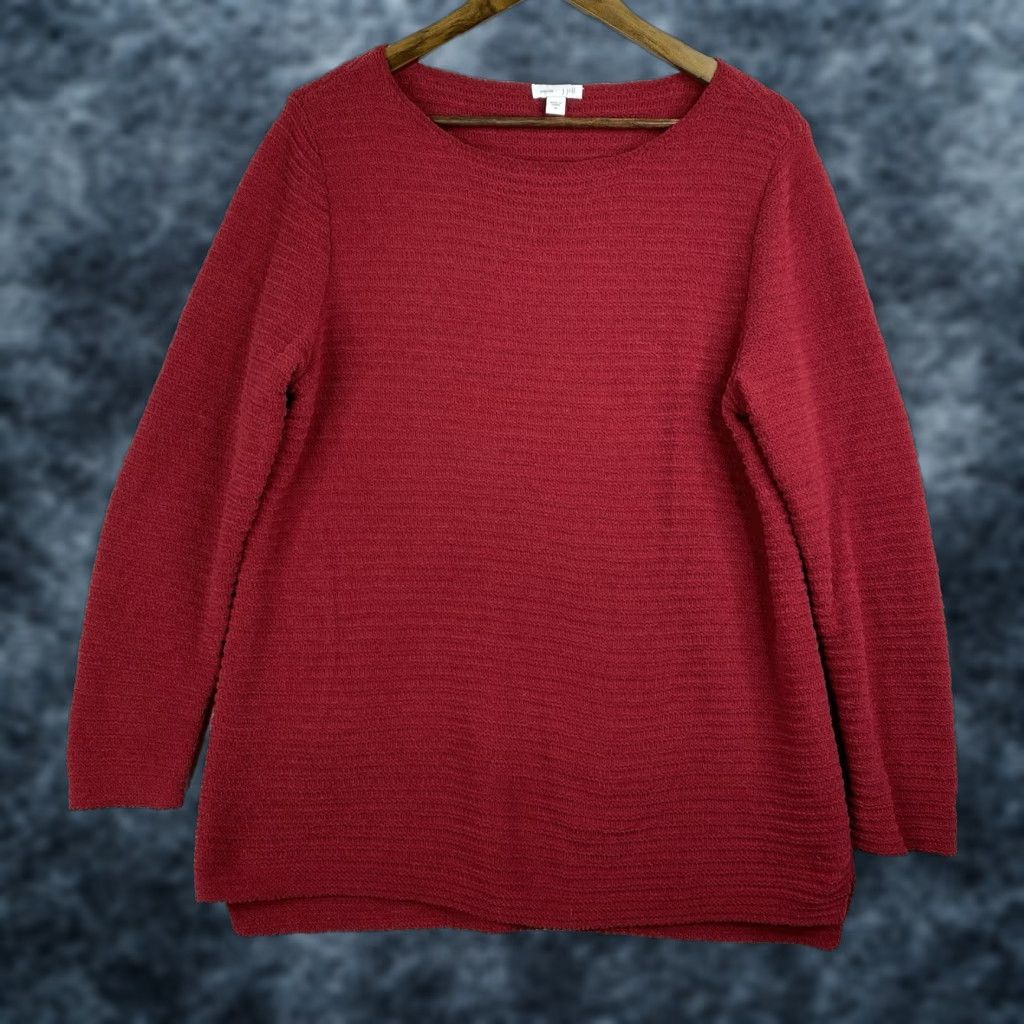 J. Jill J Jill Sweater Womens M Red Chenille Cozy Soft Knit Pullover Long Sleeve Holiday Size M / US 6-8 / IT 42-44 - 1 Thumbnail