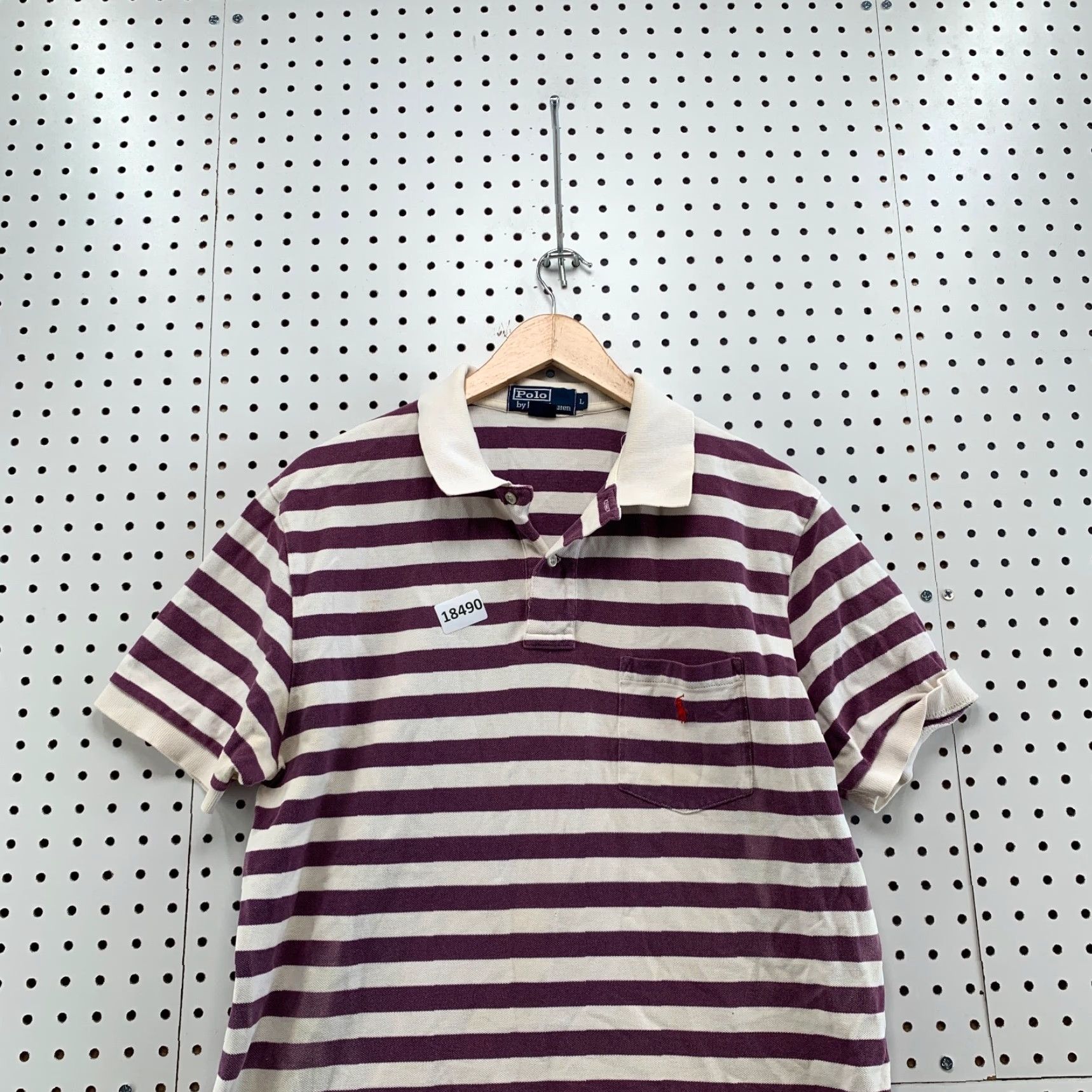 Polo Ralph Lauren Polo Ralph Lauren Polo Shirt Striped White Purple Adult Large Short Sleeve Mens Polo Shirt Size US L / EU 52-54 / 3 - 2 Thumbnail
