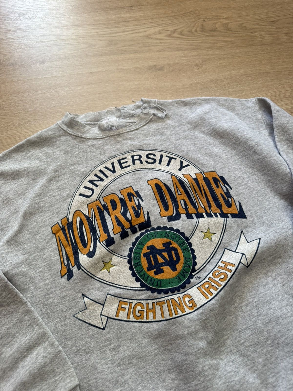 Logo 7 Vintage Logo 7 Notre Dame University Distressed Sweatshirt Size US XL / EU 56 / 4 - 2 Thumbnail