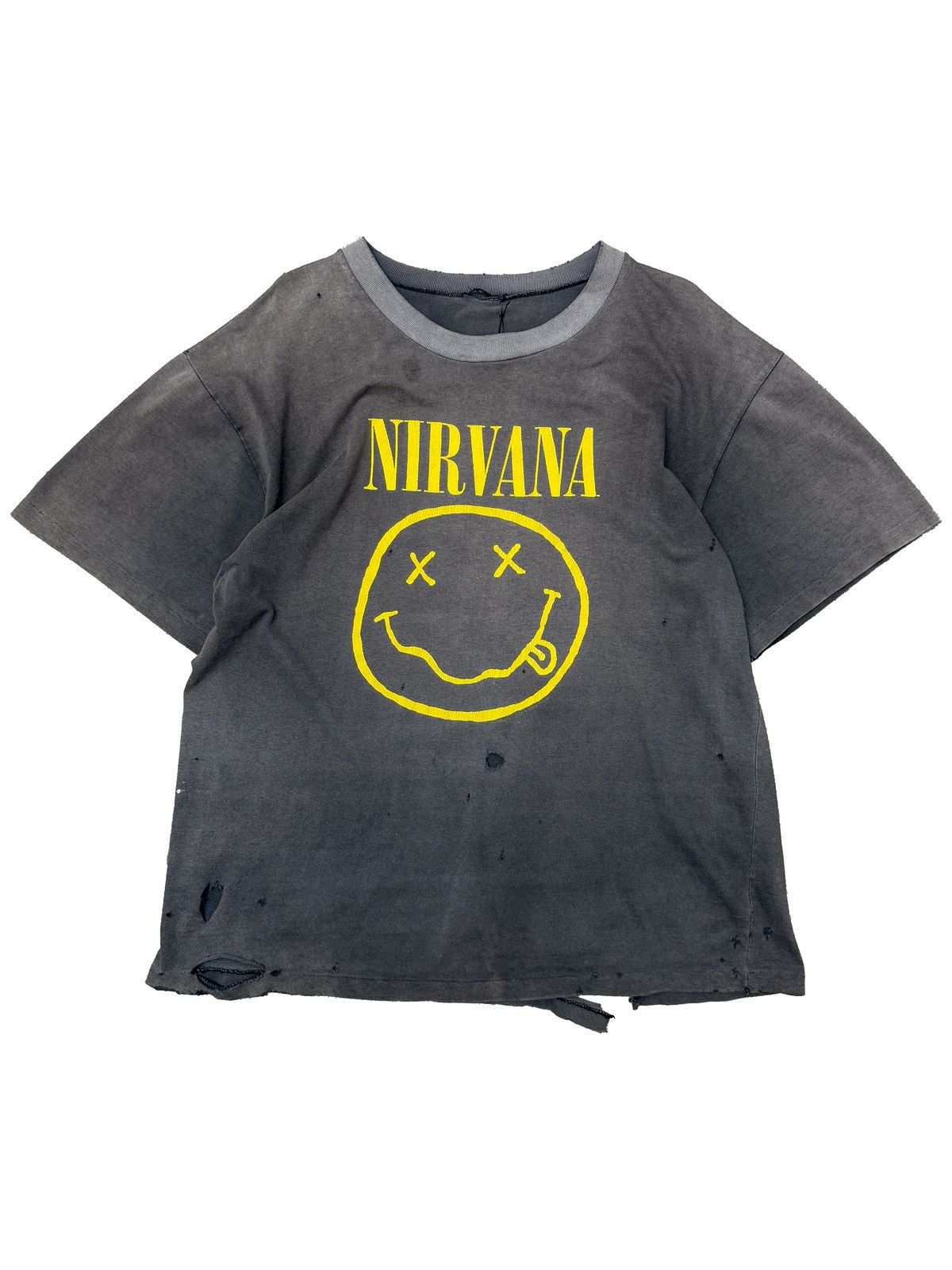 Band Tees × Designer × Vintage SMOKED 1992 Nirvana “Smiley” Nevermind Grunge Band T-Shirt Size US XL / EU 56 / 4 - 2 Thumbnail