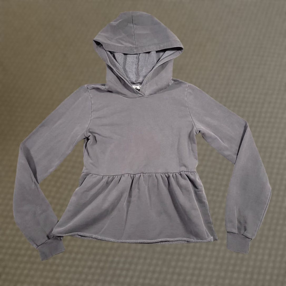 Vintage Maurices Sweatshirt Hoodie Women's XS Long Sleeve Hooded Gray Ruffle Crop Shirt Size XS / US 0-2 / IT 36-38 - 1 Thumbnail