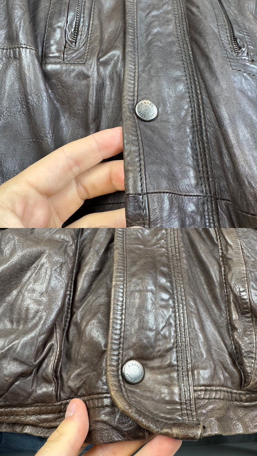 Hugo Boss Hugo Boss Men's Brown Genuine Leather Field Jacket Size US L / EU 52-54 / 3 - 11 Thumbnail