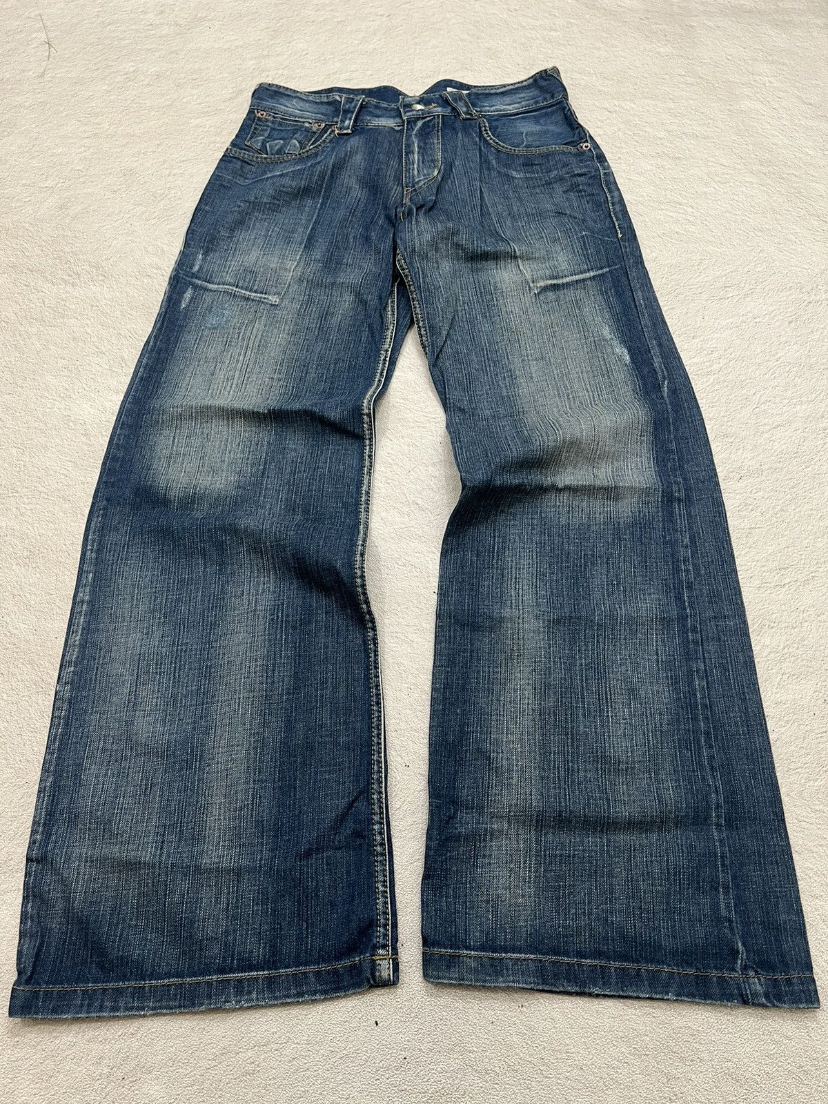 Number (N)ine 2000s Japanese Hysteric Buckle Back Wash Jeans Wide y2k Lgb Size US 29 - 2 Thumbnail