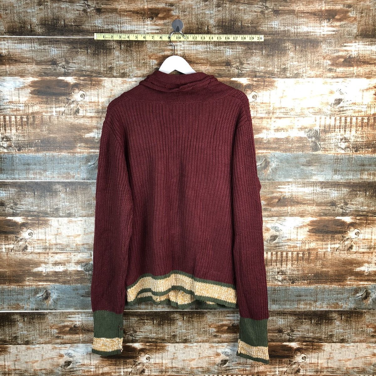 Japanese Brand Geleone original made Maroon Cardigan Knitwear #A1256 Size US L / EU 52-54 / 3 - 12 Thumbnail