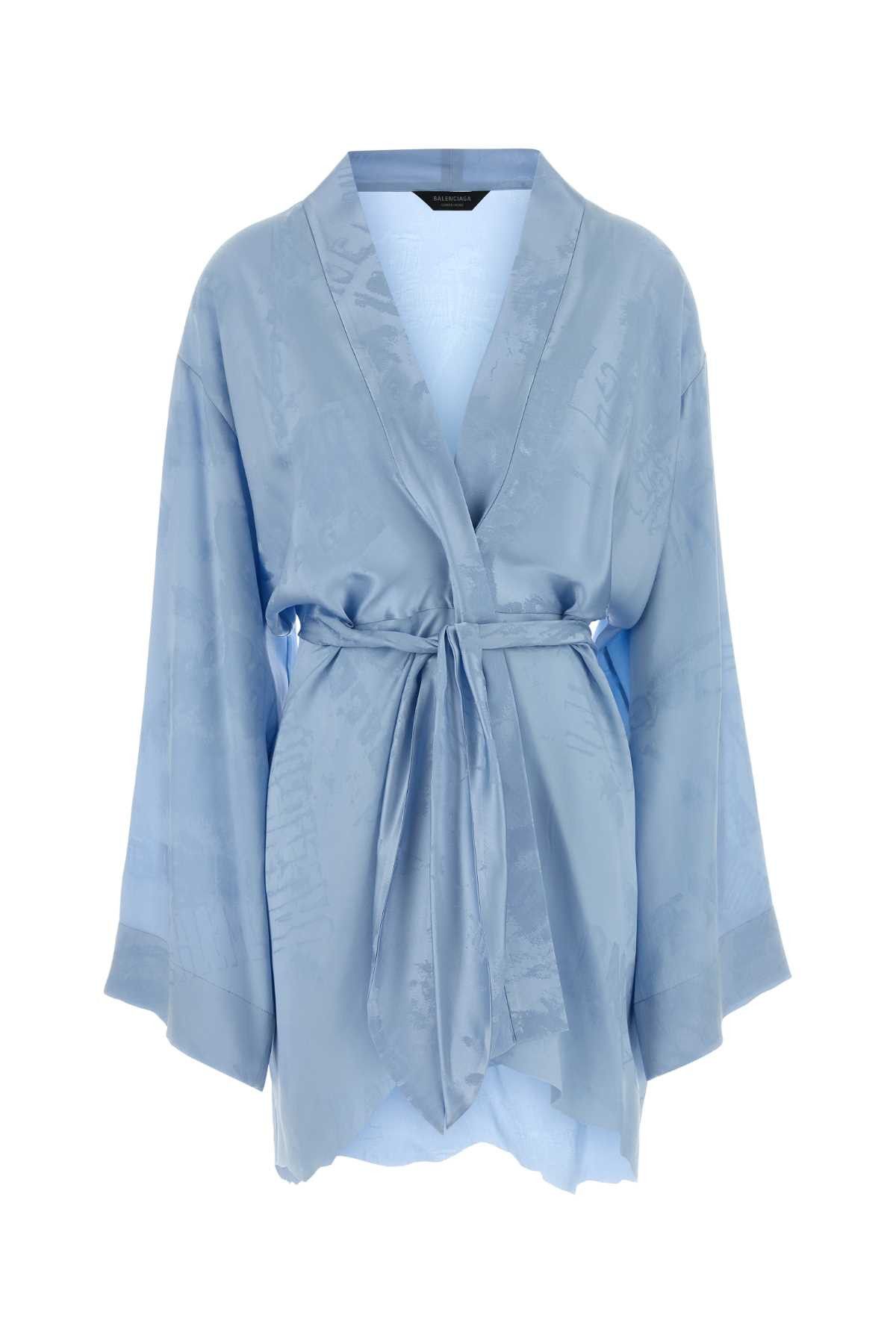 Balenciaga Light-Blue Silk Mini Dress Size XS / US 0-2 / IT 36-38 - 1 Thumbnail