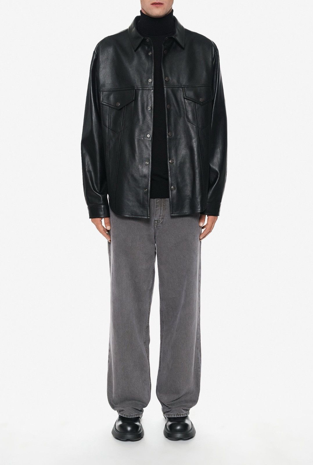 Acne Studios Last Acne Studios Laroy Waxy Nappa Leather Overshirt Size US L / EU 52-54 / 3 - 4 Thumbnail