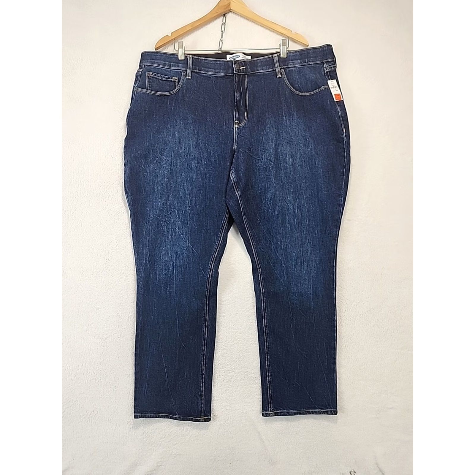 Old Navy VINTAGE Old Navy Womens Power Slim Straight High Rise Blue Jeans 24 Plus Long NWT Size 42" / US 20 - 6 Thumbnail