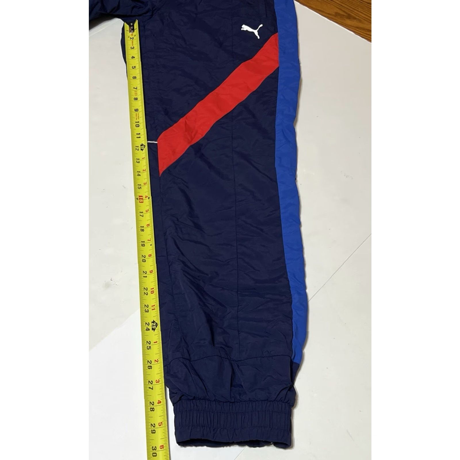Puma Puma Scuderia Ferrari Track Pants Mens Small Blue Red 100% Nylon Tapered Athletic Windproof Drawstring Lightweight Elastic Waist Woven Size US 29 - 5 Thumbnail