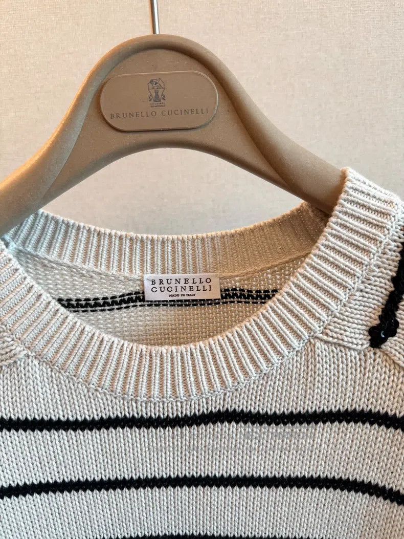 Other Brunello Cucinelli Striped Cotton Knit Sequin Sweater Size S / US 4 / IT 40 - 3 Thumbnail
