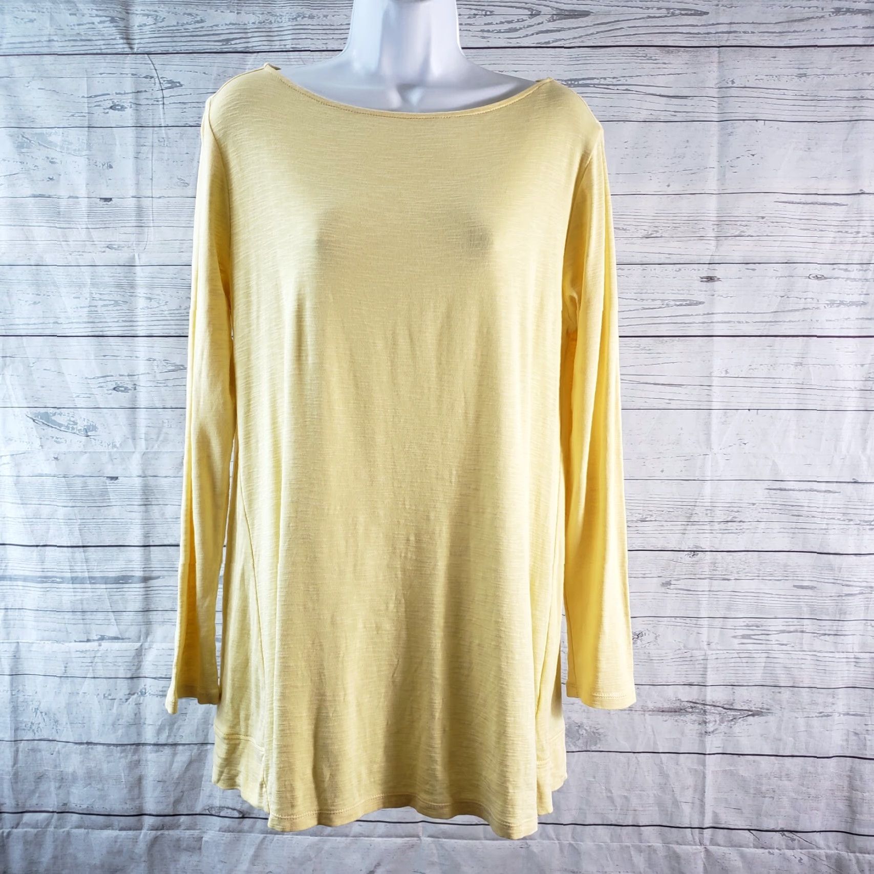 J. Jill J Jill Tunic Boat Neck Pima Long Sleeve Yellow Sz Medium Womens Size M / US 6-8 / IT 42-44 - 2 Thumbnail