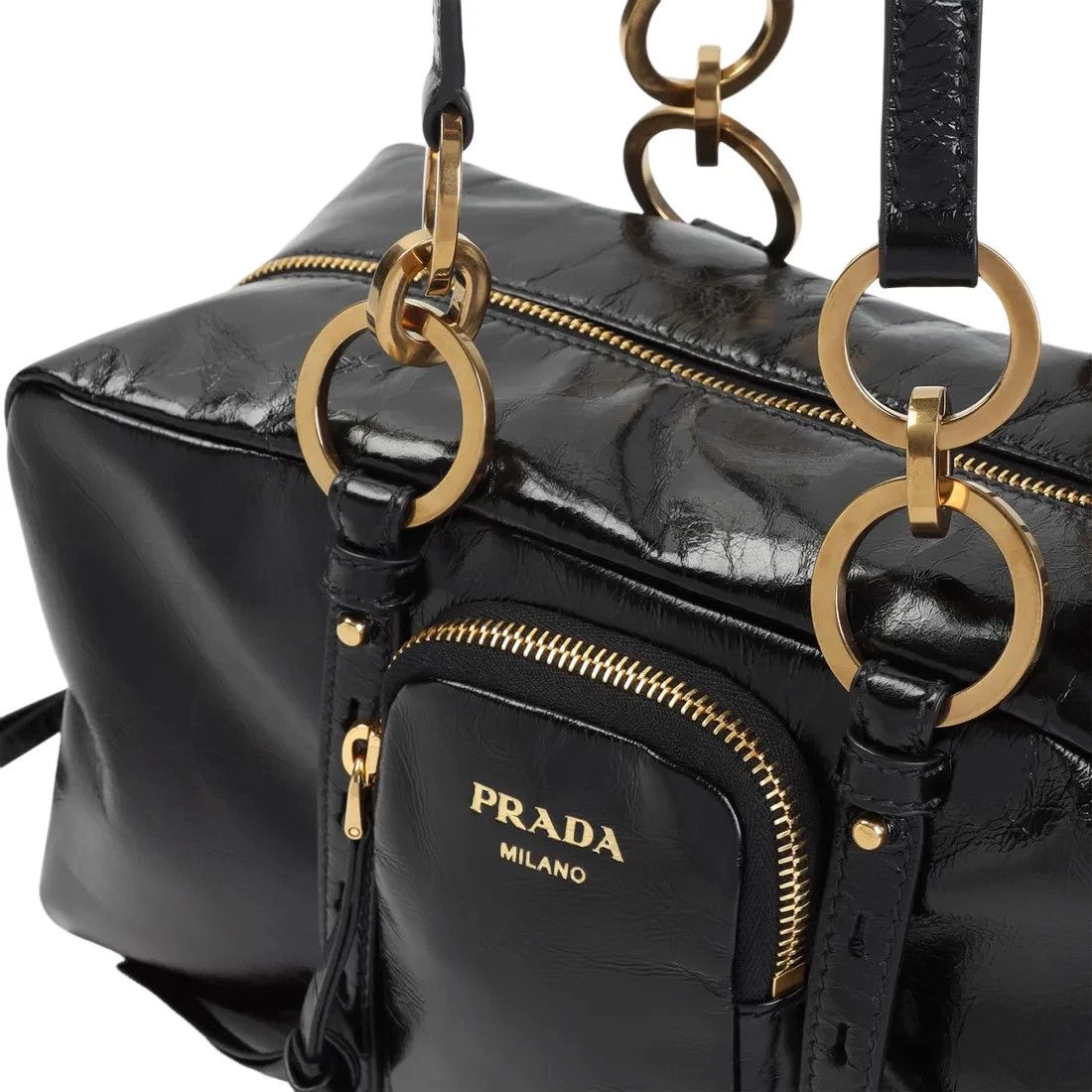 Prada PRADA Dangle Med $3500 Black Leather Top Handle New Auth Size ONE SIZE - 3 Thumbnail