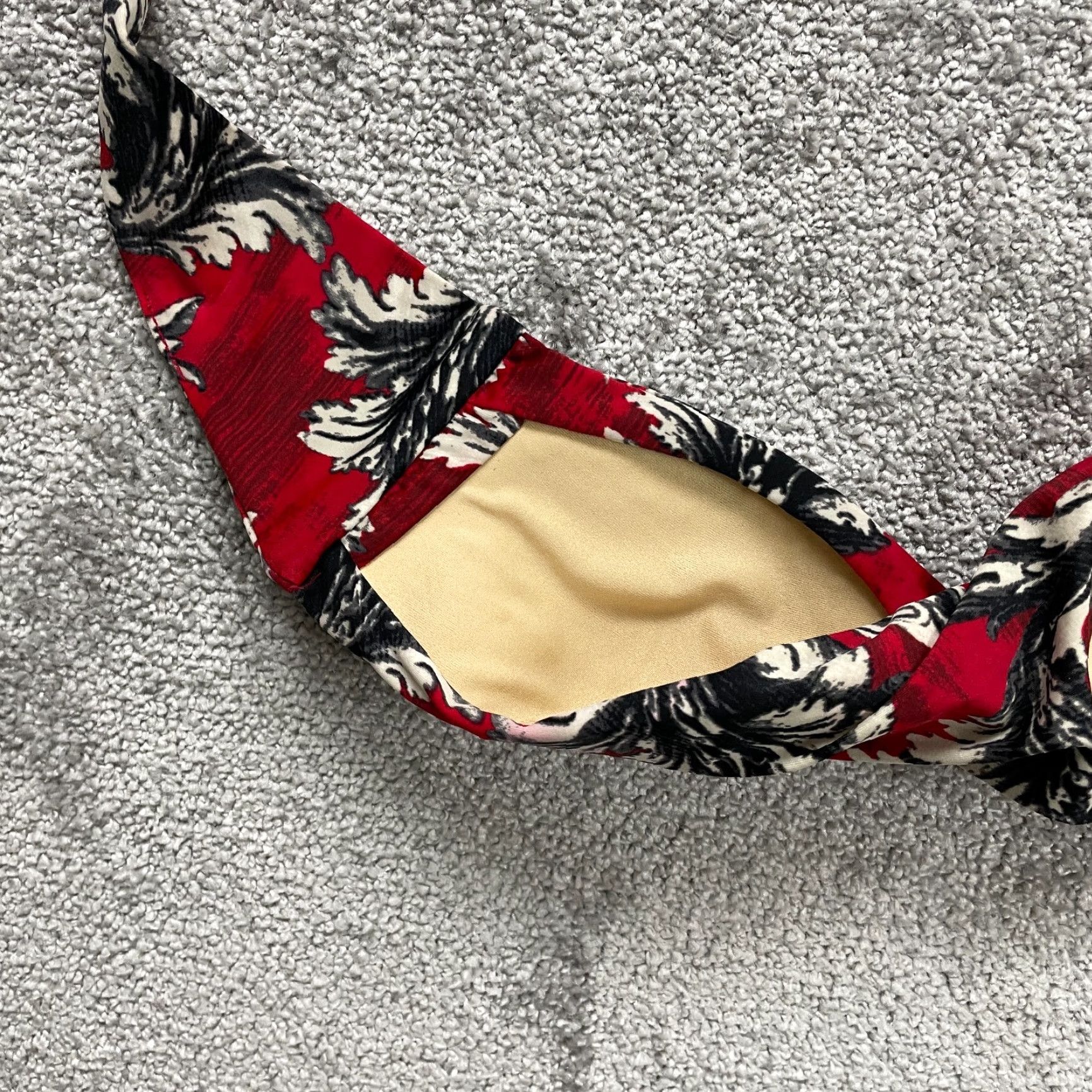 Vintage Sunsets Women's Bikini Top Strapless Padded Red Floral Bandeau Swimsuit Small Beach Activewear Size S / US 4 / IT 40 - 5 Thumbnail