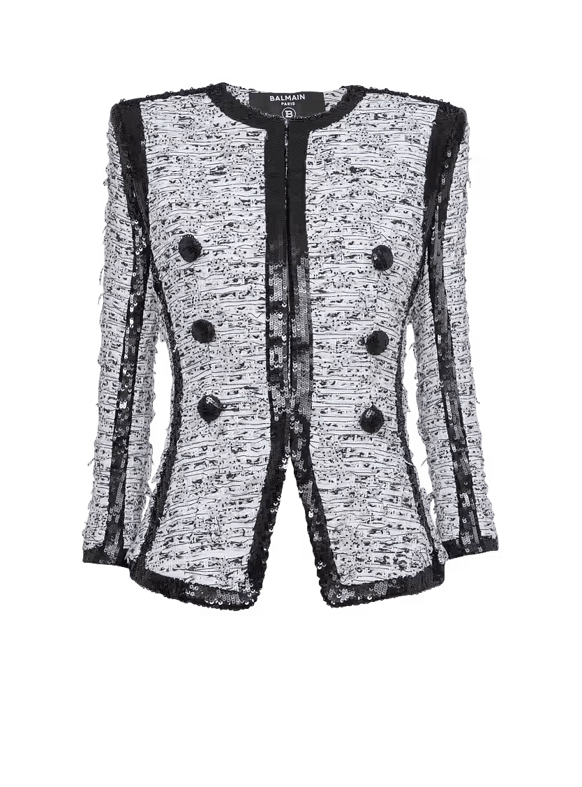 Balmain o1s1wg111225 Side To Side Colarless Jacket in White Size XL / US 12-14 / IT 48-50 - 1 Thumbnail