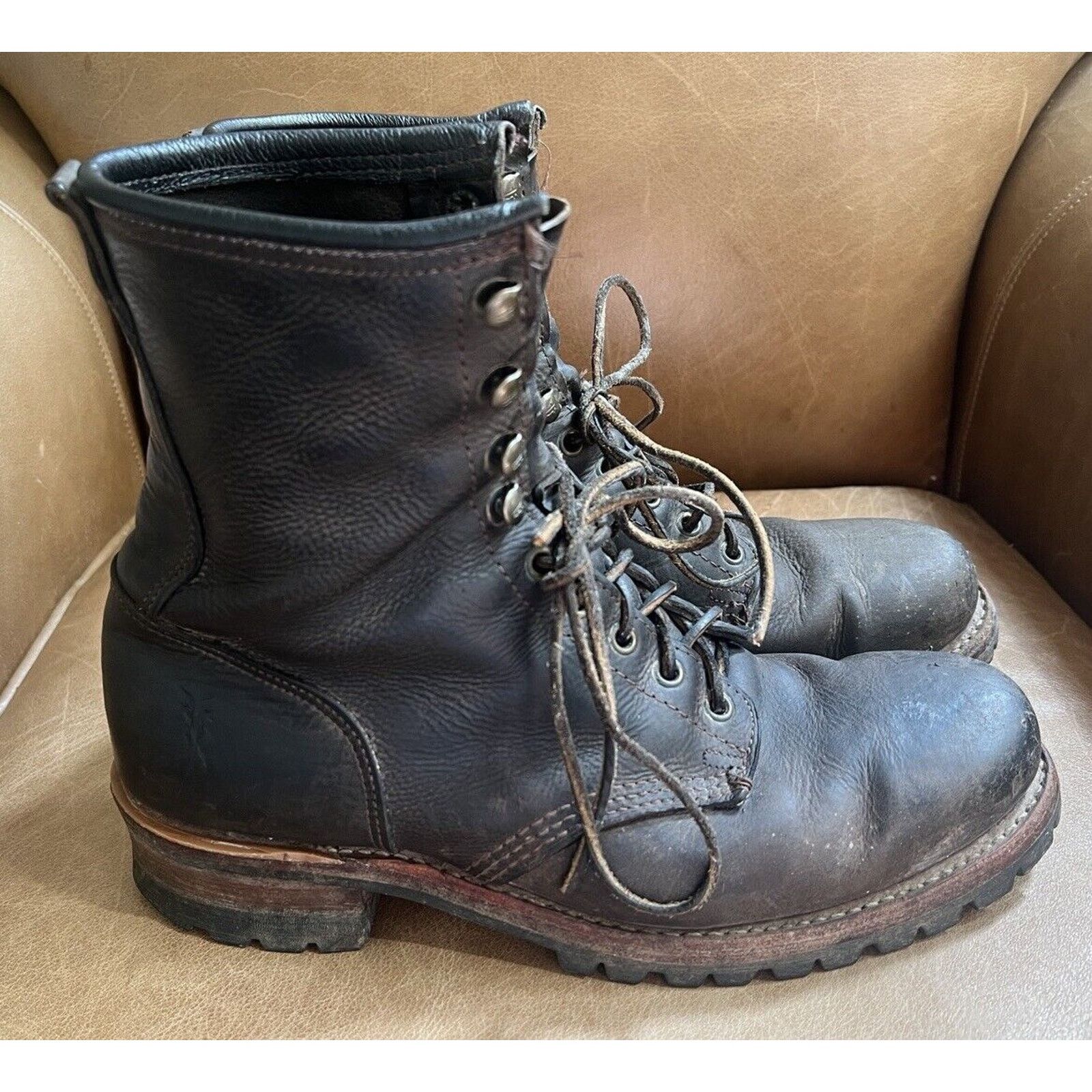 Frye Vintage Mens Frye Boots Leather Combat Moto Biker 10M USA Grailed