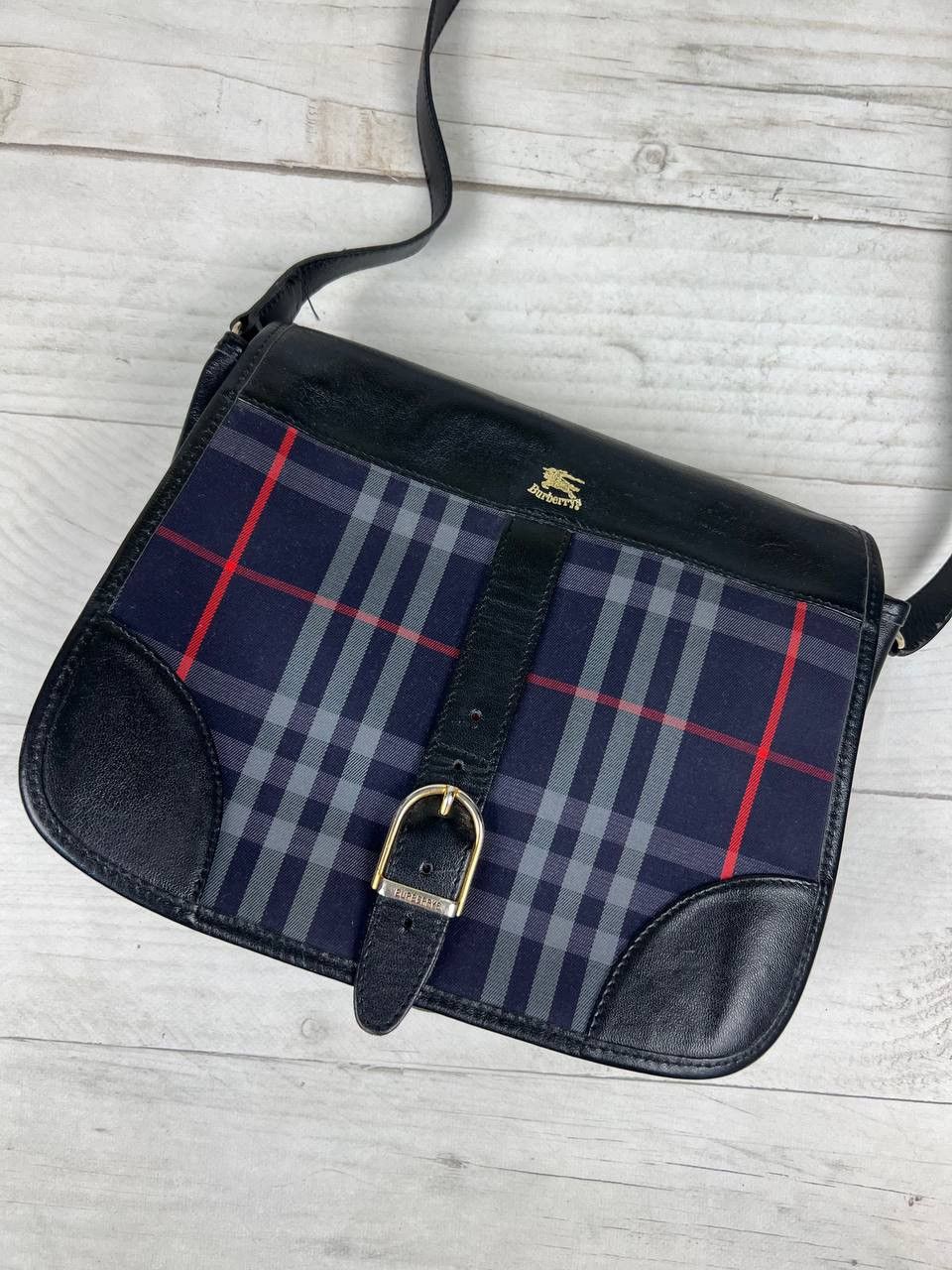 Burberry Burberrys Nova Check Blue Leather Crossbody Shoulder Bag Size ONE SIZE - 2 Thumbnail
