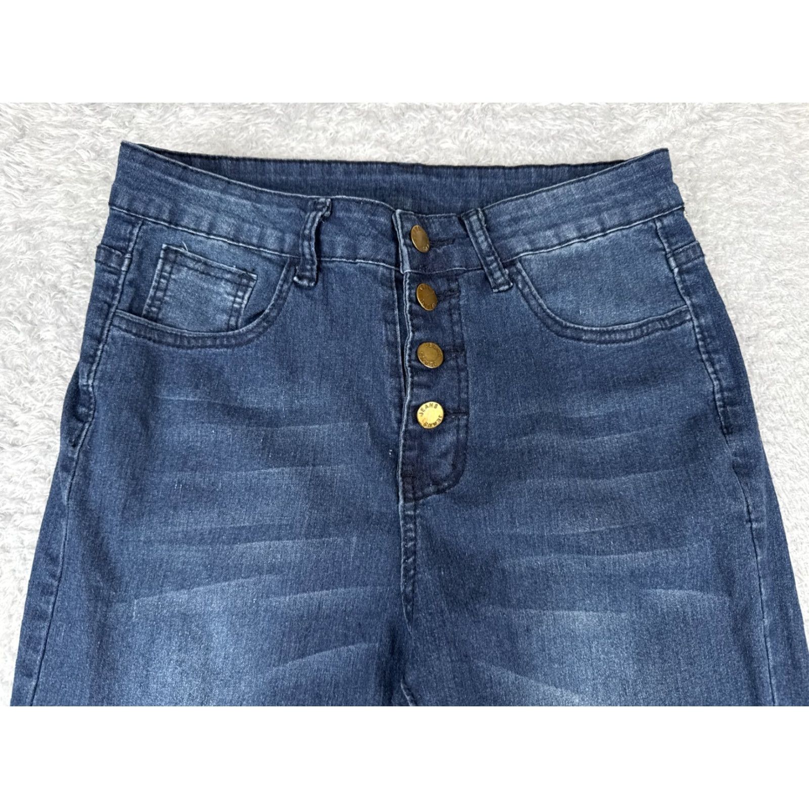Vintage Jeans Womens 27 Blue Denim Flared Button Flu Mid Rise Cotton Blend 27x31 Size 27" / US 4 / IT 40 - 4 Thumbnail
